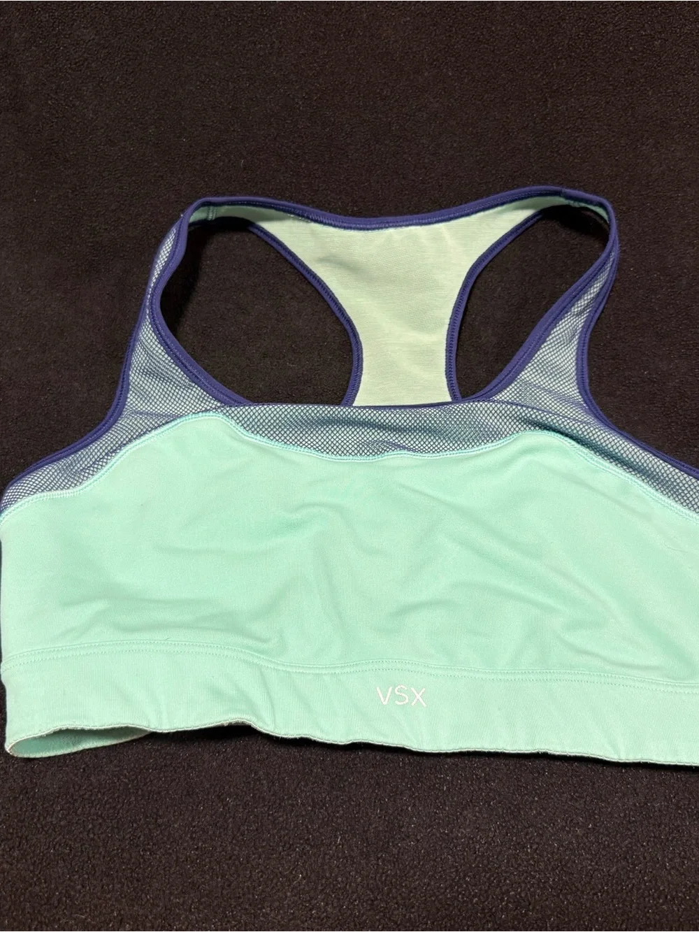 Victoria's Secret mint green sports bra with purple trim